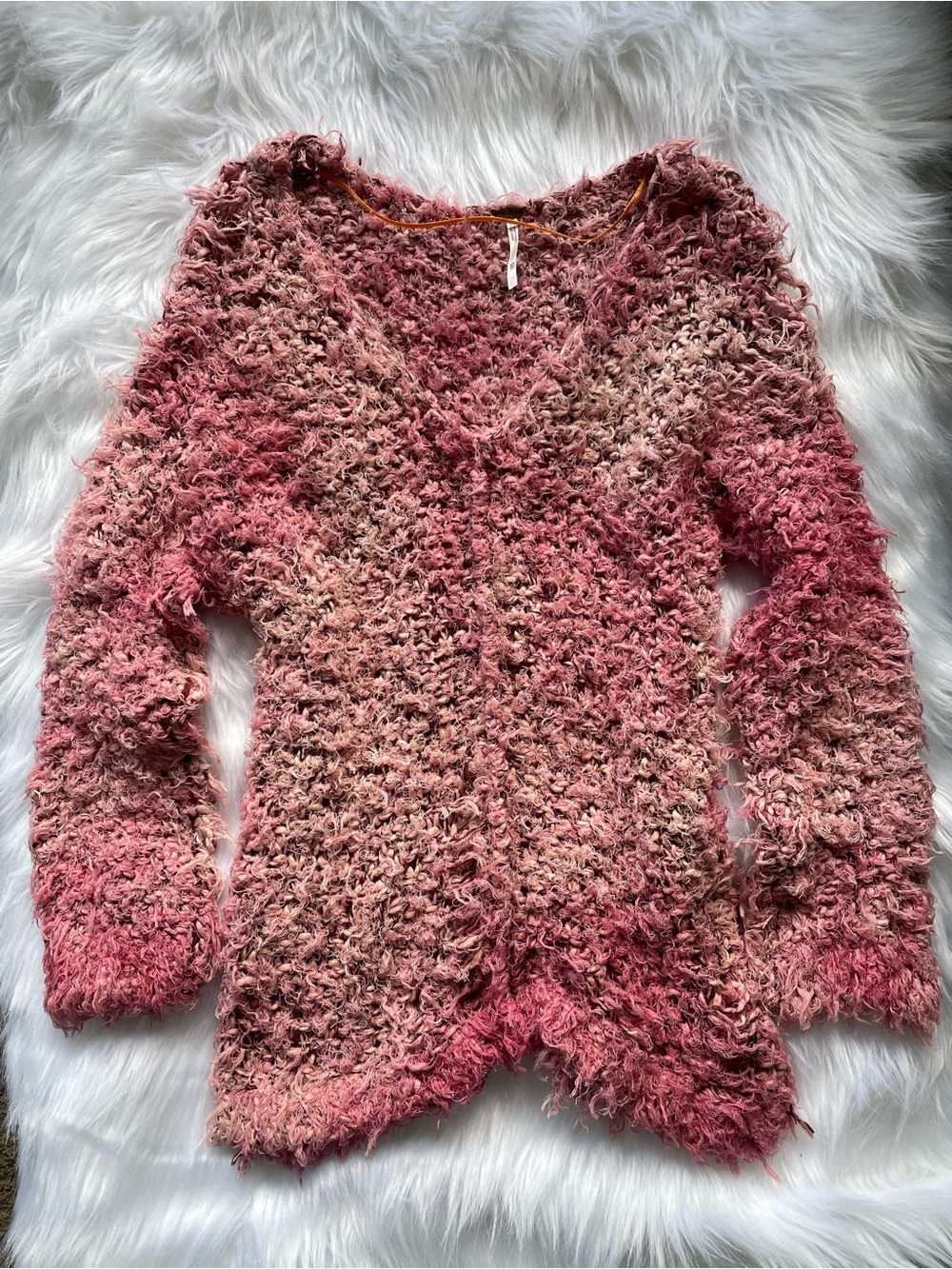 Free People cotton blend shaggy knit sweater